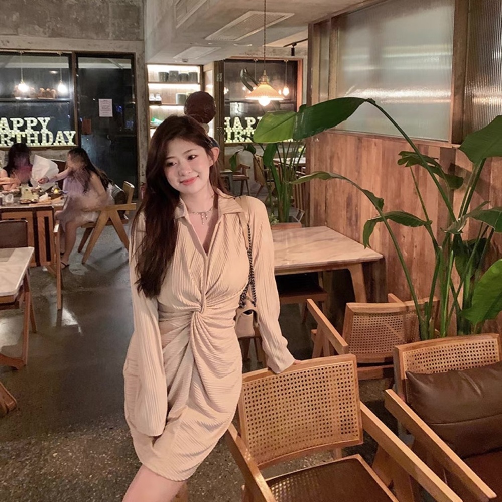 Creamy Beige Sweet Style, Slimming French Chic Pencil Dress